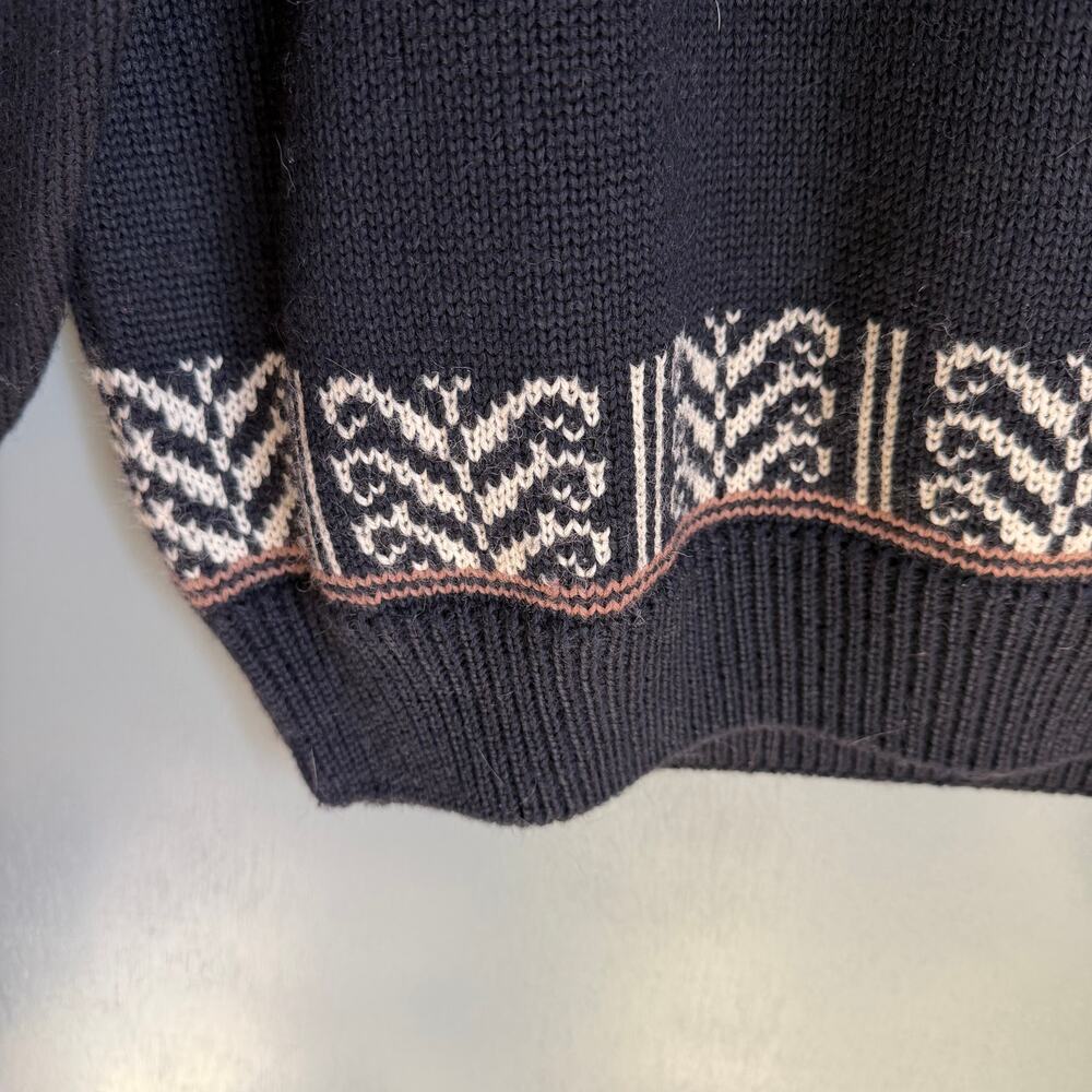 Vintage CHRISTIANIA Large Norwegian Sweater Quarter Zip Blue Wool Scandinavian - Picture 11 of 12